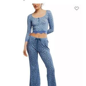 Free People Stolen Dance Blue Medium Sleep Ware Pajama Set